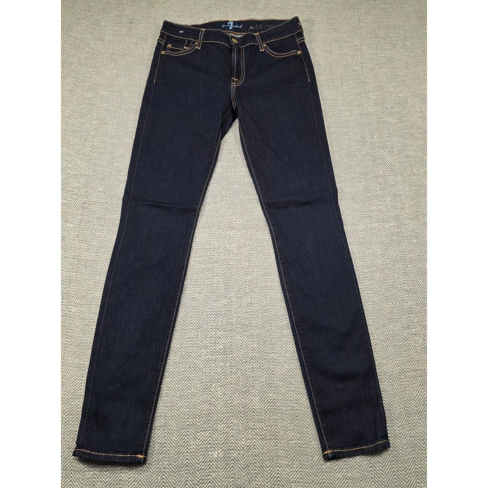 7 For All Mankind The Skinny Jeans Womens 27 Dark Indigo‎ Stretch Denim Made USA